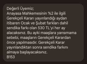 Sendika ödeneği maaş farki